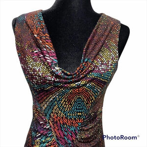 Trina Turk Silk Dress Multicolored Y2K  nine-tees Made in USA